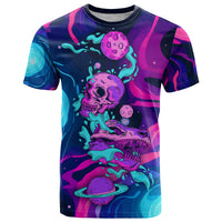 Space Skull T Shirt Skeleton Color Neon Paint On Space - Wonder Print Shop
