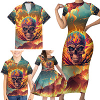 I Can Fix Stupid Bit It's Gonna Hurt Flaming kull Family Matching Short Sleeve Bodycon Dress and Hawaiian Shirt - Wonder Print Shop