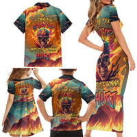 I Can Fix Stupid Bit It's Gonna Hurt Flaming kull Family Matching Short Sleeve Bodycon Dress and Hawaiian Shirt - Wonder Print Shop