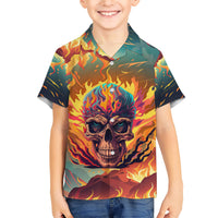 I Can Fix Stupid Bit It's Gonna Hurt Flaming kull Family Matching Short Sleeve Bodycon Dress and Hawaiian Shirt - Wonder Print Shop