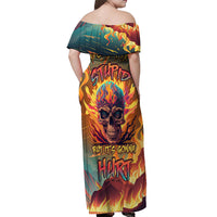I Can Fix Stupid Bit It's Gonna Hurt Flaming kull Off Shoulder Maxi Dress - Wonder Print Shop