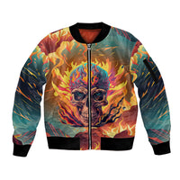 I Can Fix Stupid Bit It's Gonna Hurt Flaming kull Sleeve Zip Bomber Jacket - Wonder Print Shop