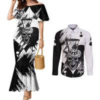 black-joke-skull-couples-matching-mermaid-dress-and-long-sleeve-button-shirts-spade-ace-grunge-art