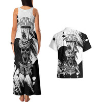 Black Joke Skull Couples Matching Tank Maxi Dress and Hawaiian Shirt Spade Ace Grunge Art - Wonder Print Shop