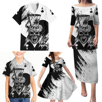 Black Joke Skull Family Matching Puletasi Dress and Hawaiian Shirt Spade Ace Grunge Art - Wonder Print Shop