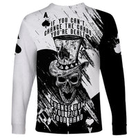 Black Joke Skull Long Sleeve Shirt Spade Ace Grunge Art - Wonder Print Shop