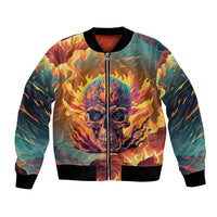 Skull Flaming Bomber Jacket I Can Fix Stupid But It's Gonna Hurt - Wonder Print Shop