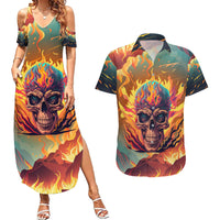 Skull Flaming Couples Matching Summer Maxi Dress and Hawaiian Shirt I Can Fix Stupid But It's Gonna Hurt - Wonder Print Shop