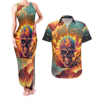 Skull Flaming Couples Matching Tank Maxi Dress and Hawaiian Shirt I Can Fix Stupid But It's Gonna Hurt - Wonder Print Shop