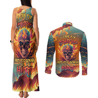 Skull Flaming Couples Matching Tank Maxi Dress and Long Sleeve Button Shirts I Can Fix Stupid But It's Gonna Hurt - Wonder Print Shop
