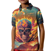 Skull Flaming Kid Polo Shirt I Can Fix Stupid But It's Gonna Hurt - Wonder Print Shop