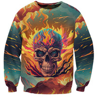 Skull Flaming Sweatshirt I Can Fix Stupid But It's Gonna Hurt - Wonder Print Shop