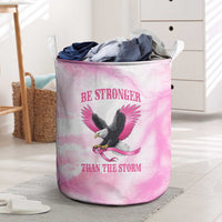 Pink Ribbon American Eagle Laundry Basket Breast Cancer Awareness - Be Stronger Than The Storm