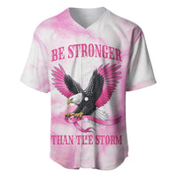 Pink Ribbon American Eagle Baseball Jersey Breast Cancer Awareness - Be Stronger Than The Storm