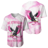 Pink Ribbon American Eagle Baseball Jersey Breast Cancer Awareness - Be Stronger Than The Storm