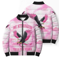 Pink Ribbon American Eagle Bomber Puffer Jacket Breast Cancer Awareness - Be Stronger Than The Storm
