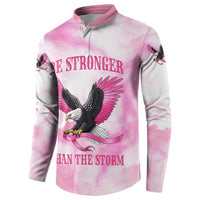 Pink Ribbon American Eagle Button Sweatshirt Breast Cancer Awareness - Be Stronger Than The Storm