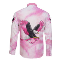 Pink Ribbon American Eagle Long Sleeve Button Shirt Breast Cancer Awareness - Be Stronger Than The Storm