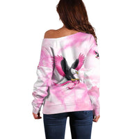 Pink Ribbon American Eagle Off Shoulder Sweater Breast Cancer Awareness - Be Stronger Than The Storm