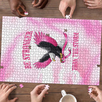 Pink Ribbon American Eagle Puzzle Breast Cancer Awareness - Be Stronger Than The Storm