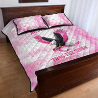Pink Ribbon American Eagle Quilt Bed Set Breast Cancer Awareness - Be Stronger Than The Storm