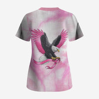 Pink Ribbon American Eagle Scrub Top Breast Cancer Awareness - Be Stronger Than The Storm