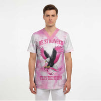Pink Ribbon American Eagle Scrub Top Breast Cancer Awareness - Be Stronger Than The Storm