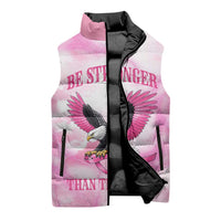 Pink Ribbon American Eagle Sleeveless Puffer Jacket Breast Cancer Awareness - Be Stronger Than The Storm