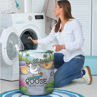 Funny Silly Goose on The Loose Laundry Basket with Skateboard and Palm Trees