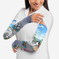 Funny Silly Goose on The Loose Arm Sleeves with Skateboard and Palm Trees