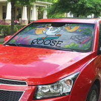 Funny Silly Goose on The Loose Auto Sun Shade with Skateboard and Palm Trees