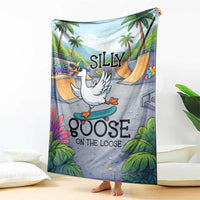 Funny Silly Goose on The Loose Blanket with Skateboard and Palm Trees