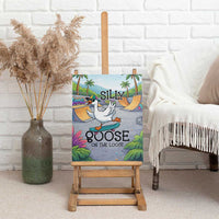 Funny Silly Goose on The Loose Canvas Wall Art with Skateboard and Palm Trees