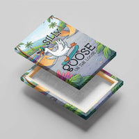 Funny Silly Goose on The Loose Canvas Wall Art with Skateboard and Palm Trees