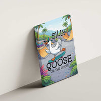 Funny Silly Goose on The Loose Canvas Wall Art with Skateboard and Palm Trees