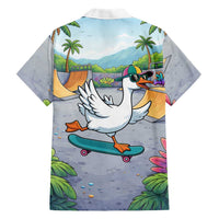 Funny Silly Goose on The Loose Family Matching Tank Maxi Dress and Hawaiian Shirt with Skateboard and Palm Trees