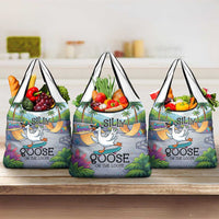 Funny Silly Goose on The Loose Grocery Bag with Skateboard and Palm Trees