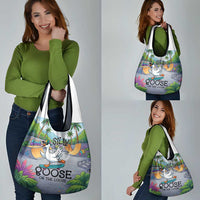 Funny Silly Goose on The Loose Grocery Bag with Skateboard and Palm Trees
