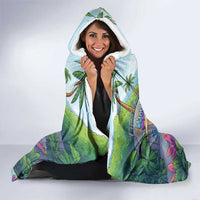 Funny Silly Goose on The Loose Hooded Blanket with Skateboard and Palm Trees