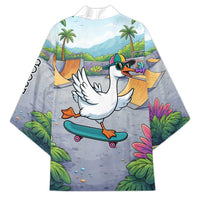 Funny Silly Goose on The Loose Kimono with Skateboard and Palm Trees