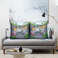 Funny Silly Goose on The Loose Pillow Cover with Skateboard and Palm Trees