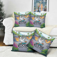 Funny Silly Goose on The Loose Pillow Cover with Skateboard and Palm Trees