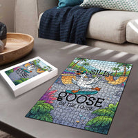 Funny Silly Goose on The Loose Puzzle with Skateboard and Palm Trees