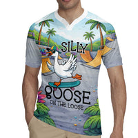 Funny Silly Goose on The Loose Rugby Jersey with Skateboard and Palm Trees