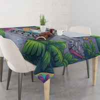 Funny Silly Goose on The Loose Tablecloth with Skateboard and Palm Trees