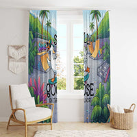 Funny Silly Goose on The Loose Window Curtain with Skateboard and Palm Trees