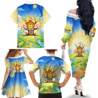 Quality Learning Center Family Matching Off The Shoulder Long Sleeve Dress and Hawaiian Shirt Funny Day Care Bright and Playful Branded