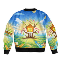Quality Learning Center Sleeve Zip Bomber Jacket Funny Day Care Bright and Playful Branded
