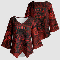 Fenrir Norse Wolf Kimono Sleeve Blouse Viking Runic Celtic Knot Dark Art
