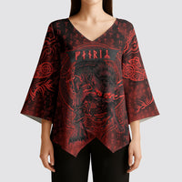 Fenrir Norse Wolf Kimono Sleeve Blouse Viking Runic Celtic Knot Dark Art